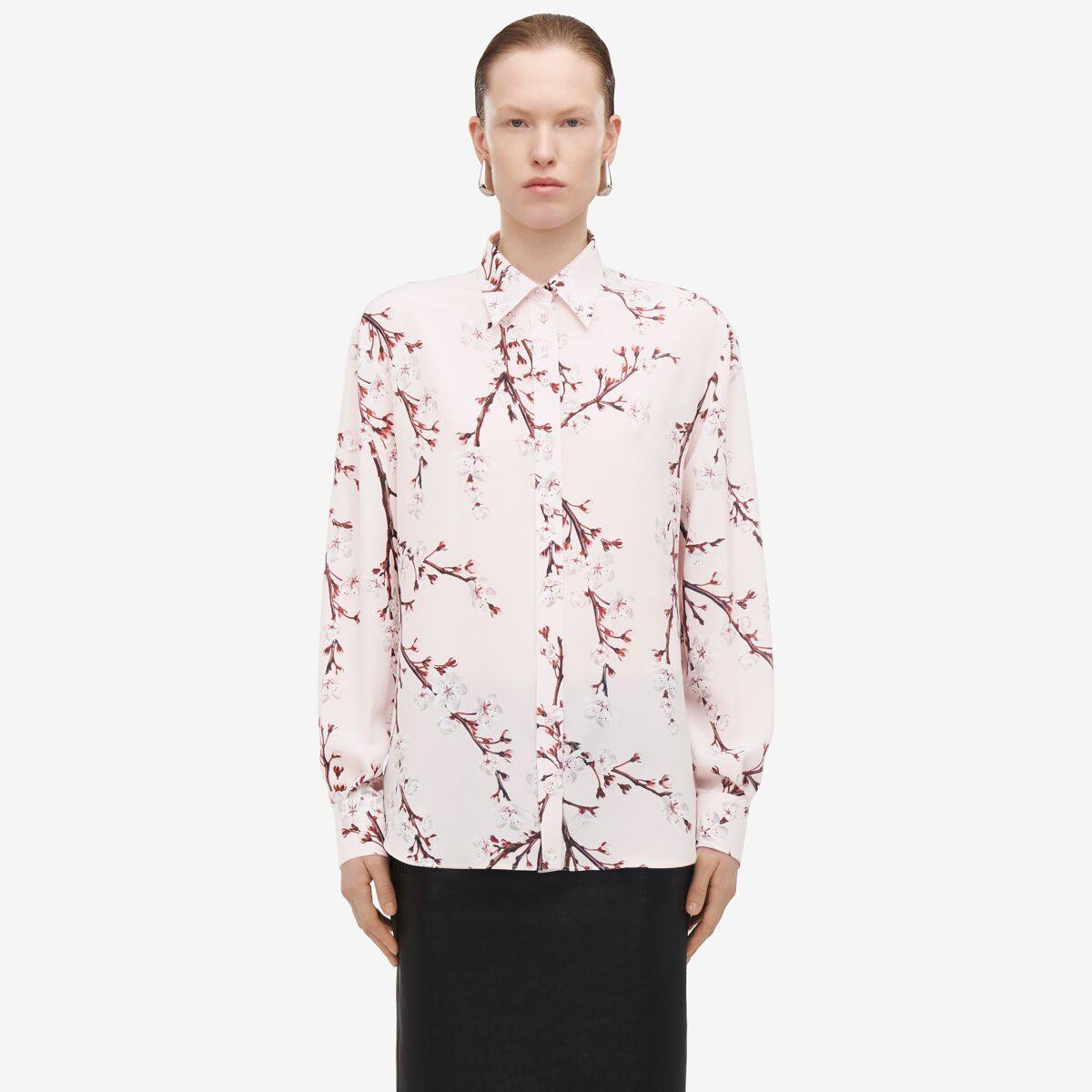 Alexander McQueen Women's Pink Blossom Classic Shirt - 46 (Silk)